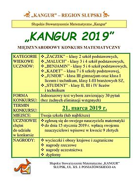 Grafika #1: Zapisy do konkursu matematycznego "Kangur 2019"