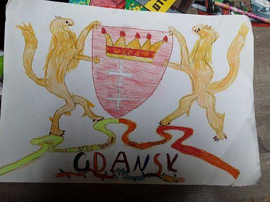 Grafika #9: Edukacja zdalna - język kaszubski klasa 6. Herb Gdańska.