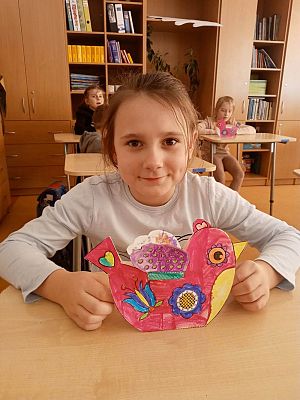 Grafika #6: Papierowy ptak w wykonaniu klasy 2 i 3.